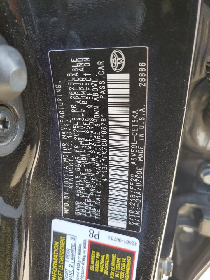 4T1BF1FK7CU186781 2012 Toyota Camry Base