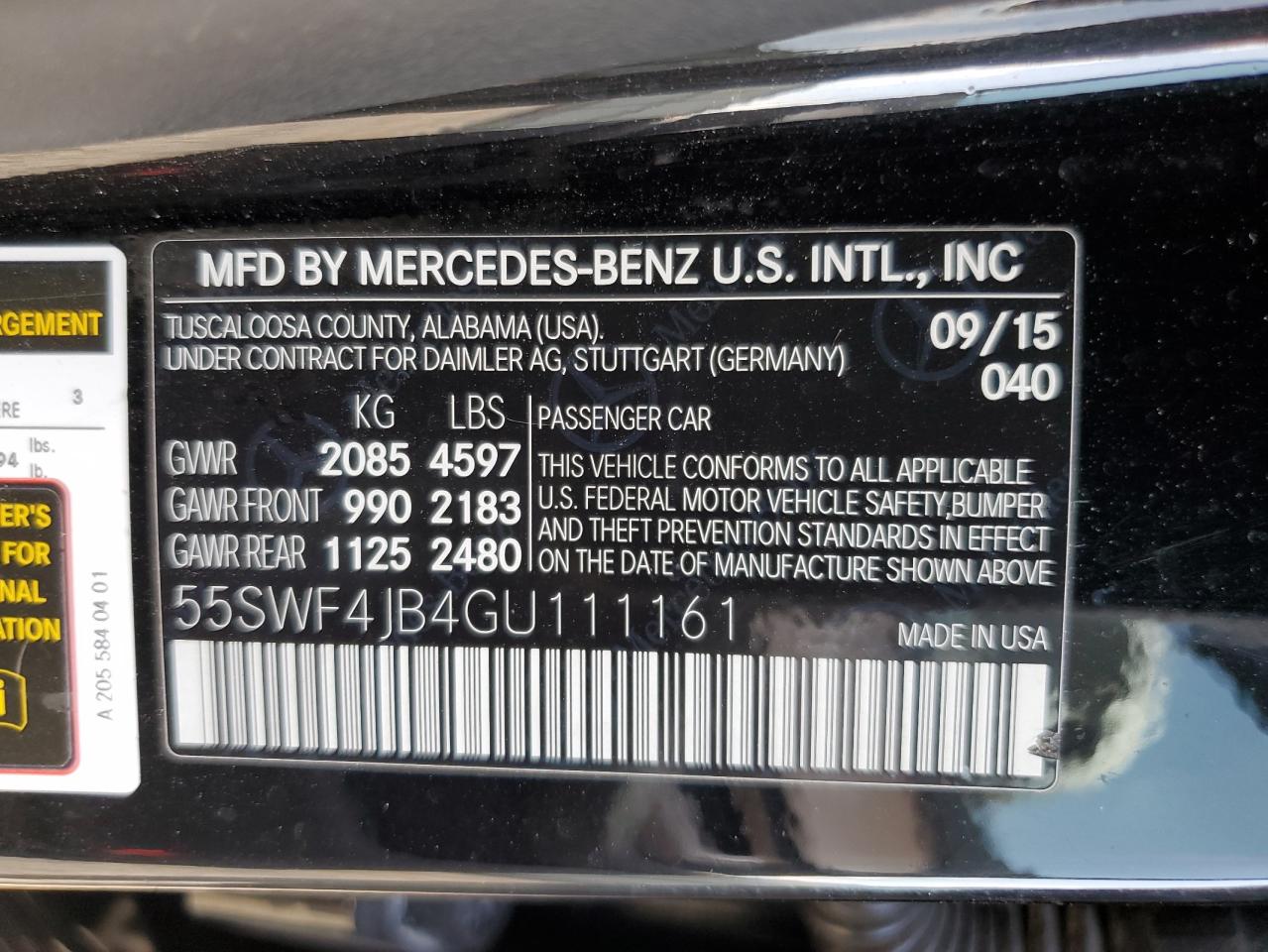 VIN 55SWF4JB4GU111161 2016 MERCEDES-BENZ C-CLASS no.12