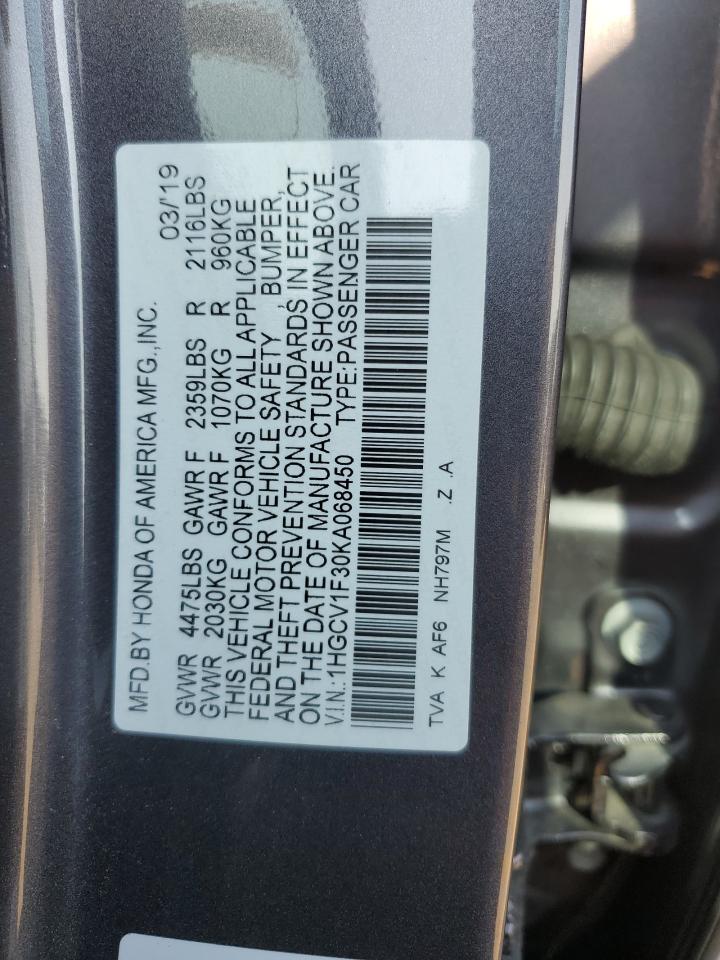 1HGCV1F30KA068450 2019 Honda Accord Sport