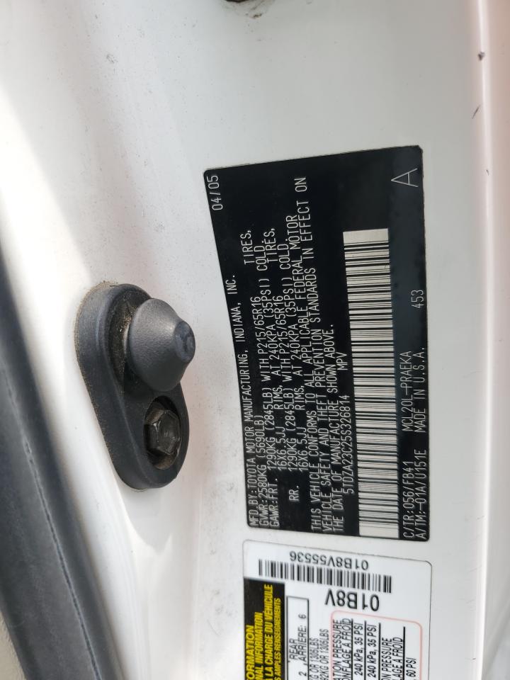 2005 Toyota Sienna Ce VIN: 5TDZA23C25S326814 Lot: 66738154