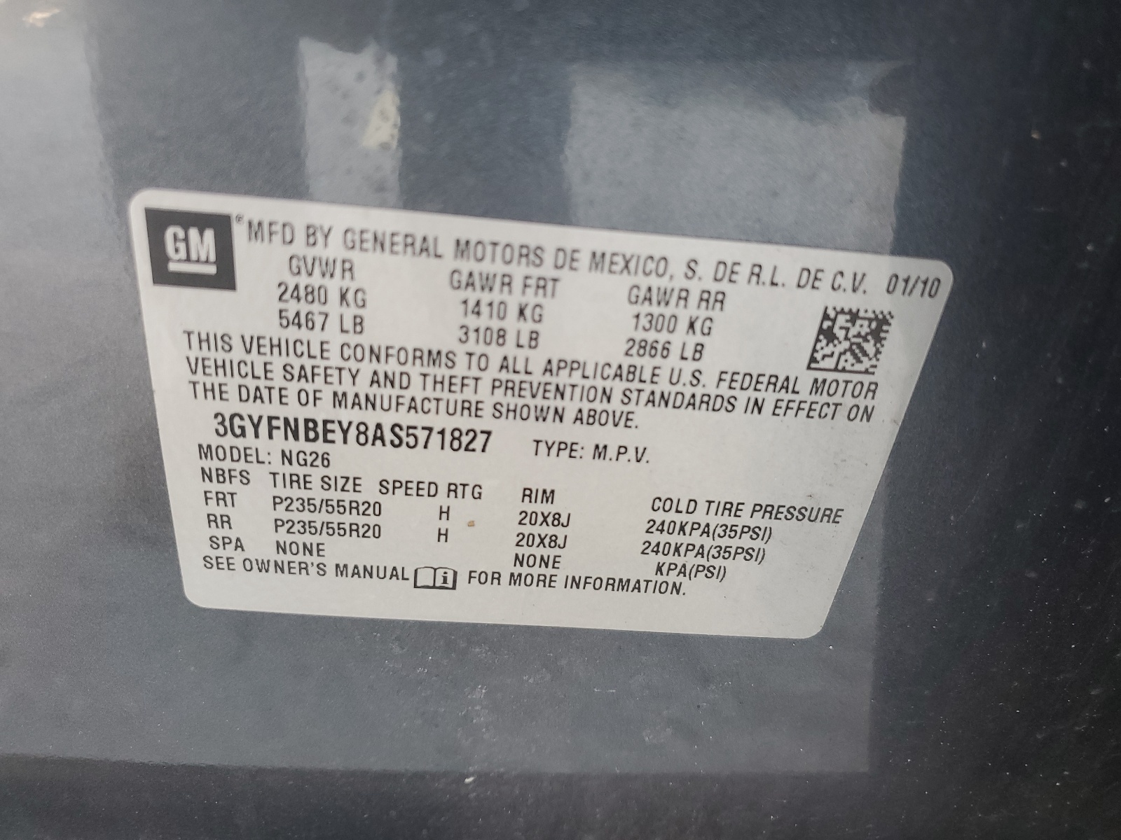 3GYFNBEY8AS571827 2010 Cadillac Srx Performance Collection