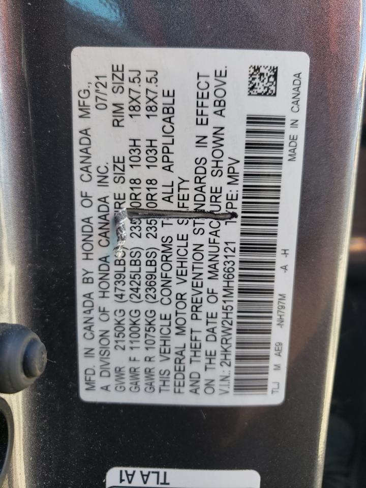 2HKRW2H51MH663121 2021 Honda Cr-V Ex