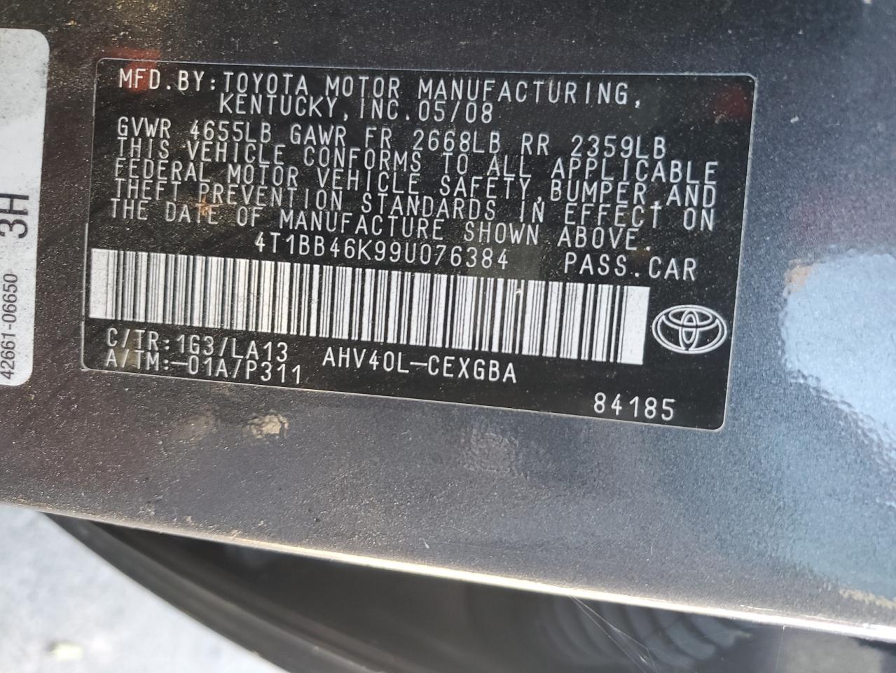 4T1BB46K99U076384 2009 Toyota Camry Hybrid