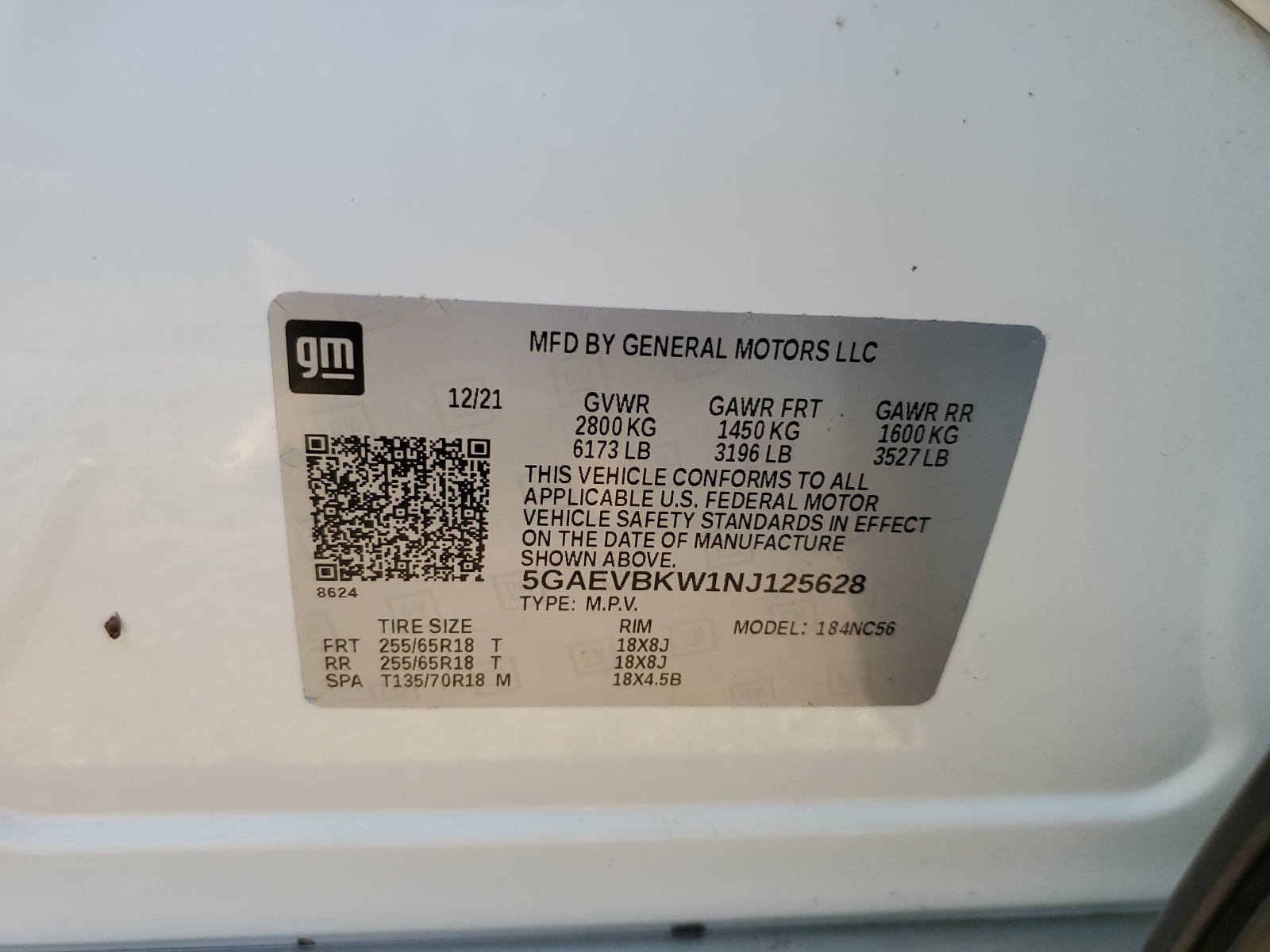 5GAEVBKW1NJ125628 2022 Buick Enclave Premium