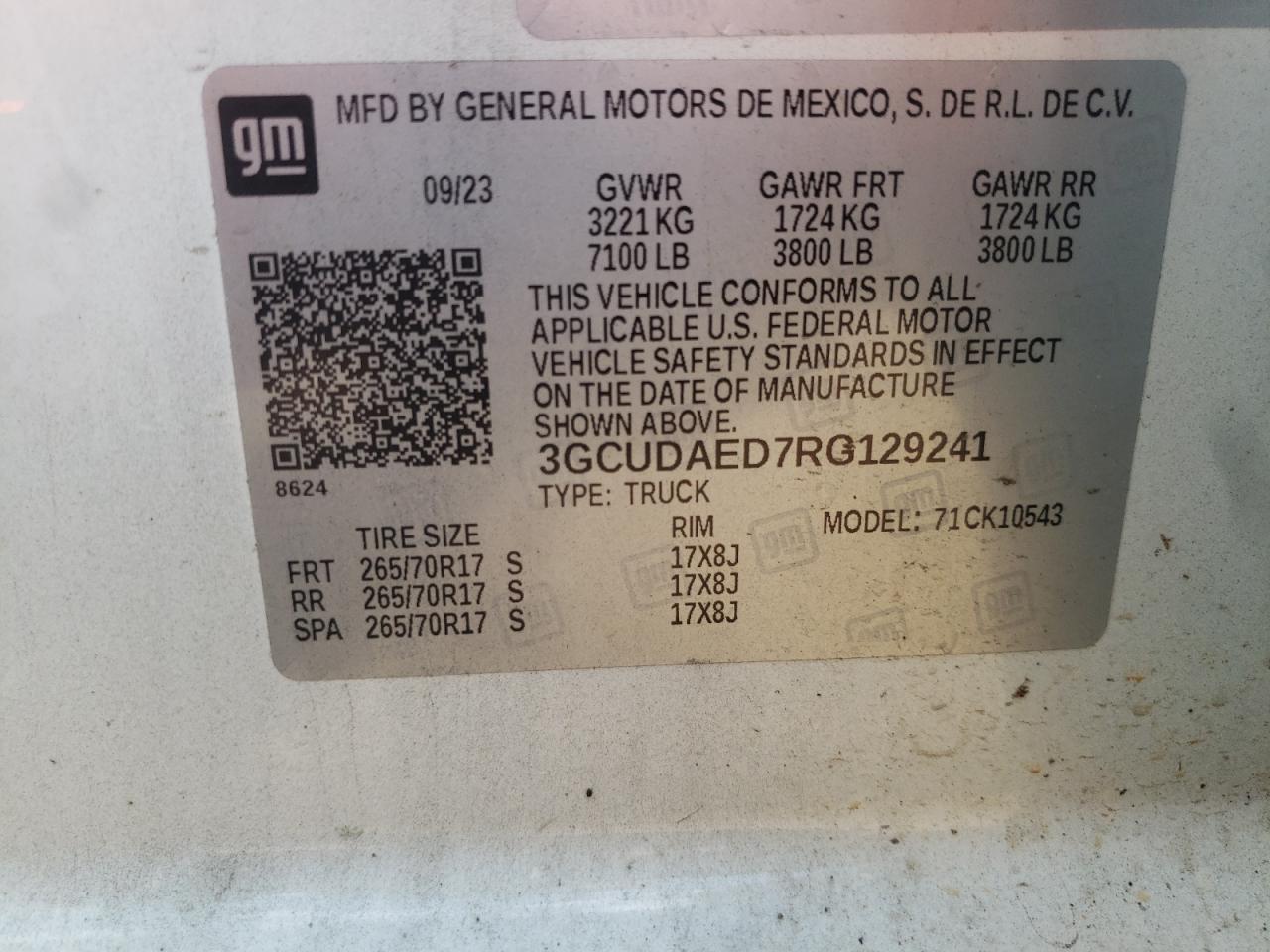 3GCUDAED7RG129241 2024 Chevrolet Silverado K1500