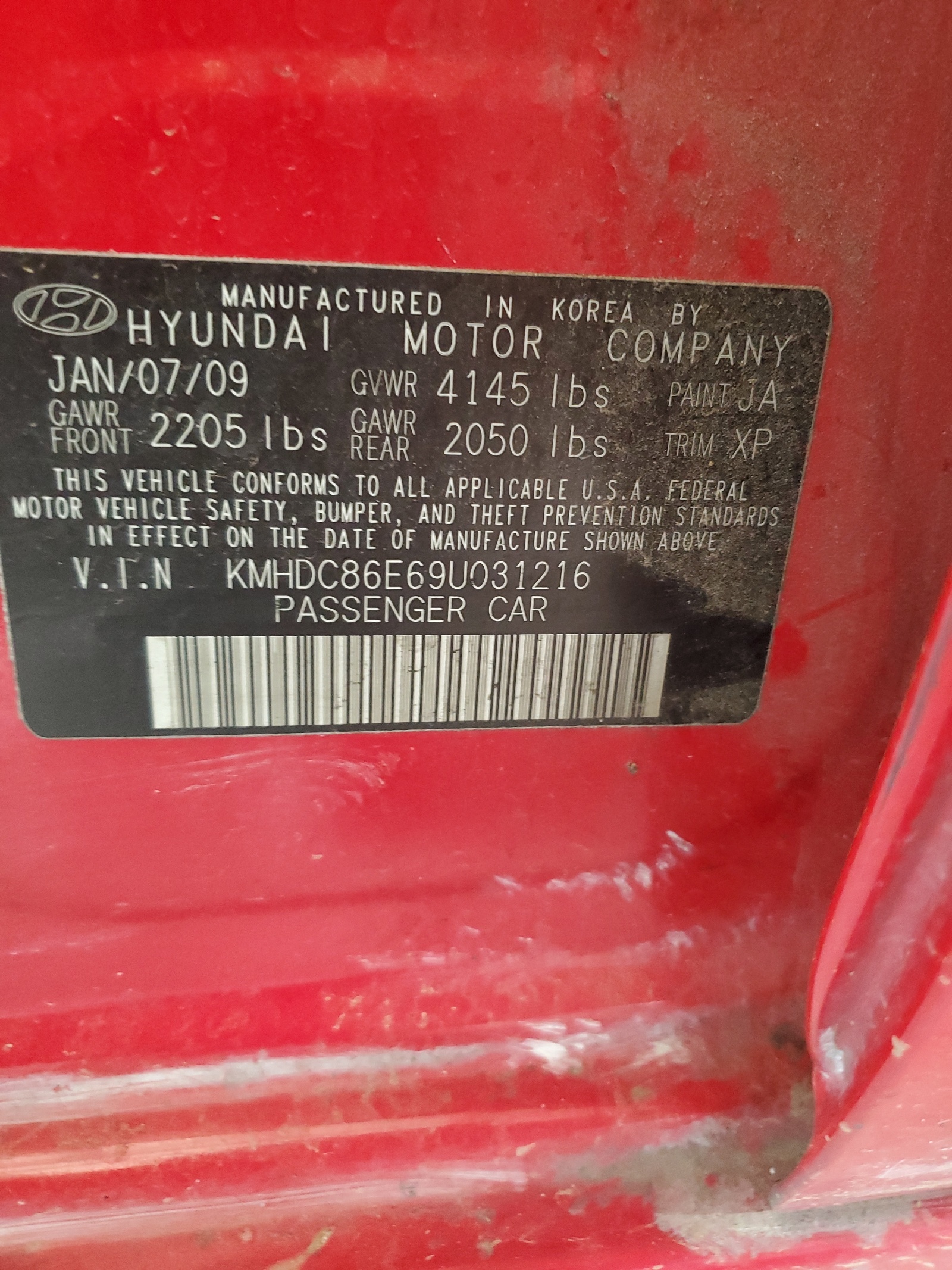 KMHDC86E69U031216 2009 Hyundai Elantra Touring
