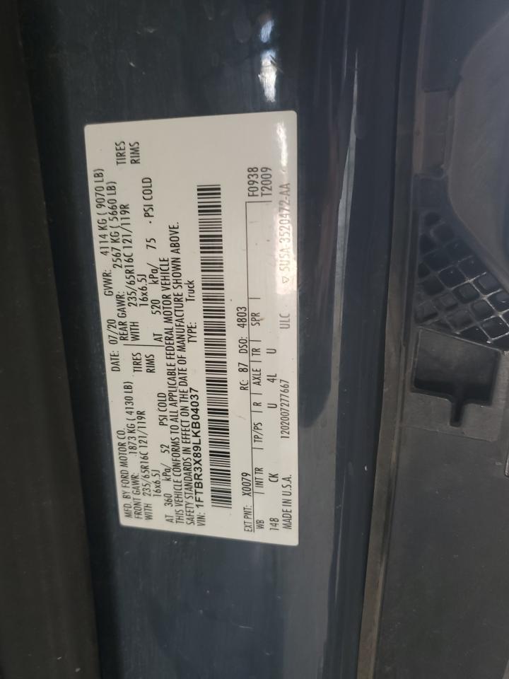 2020 Ford Transit T-250 VIN: 1FTBR3X89LKB04037 Lot: 66172114