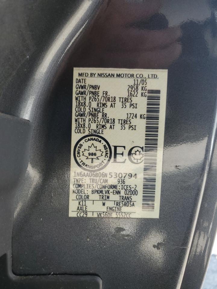 1N6AA06B06N530794 2006 Nissan Titan Xe