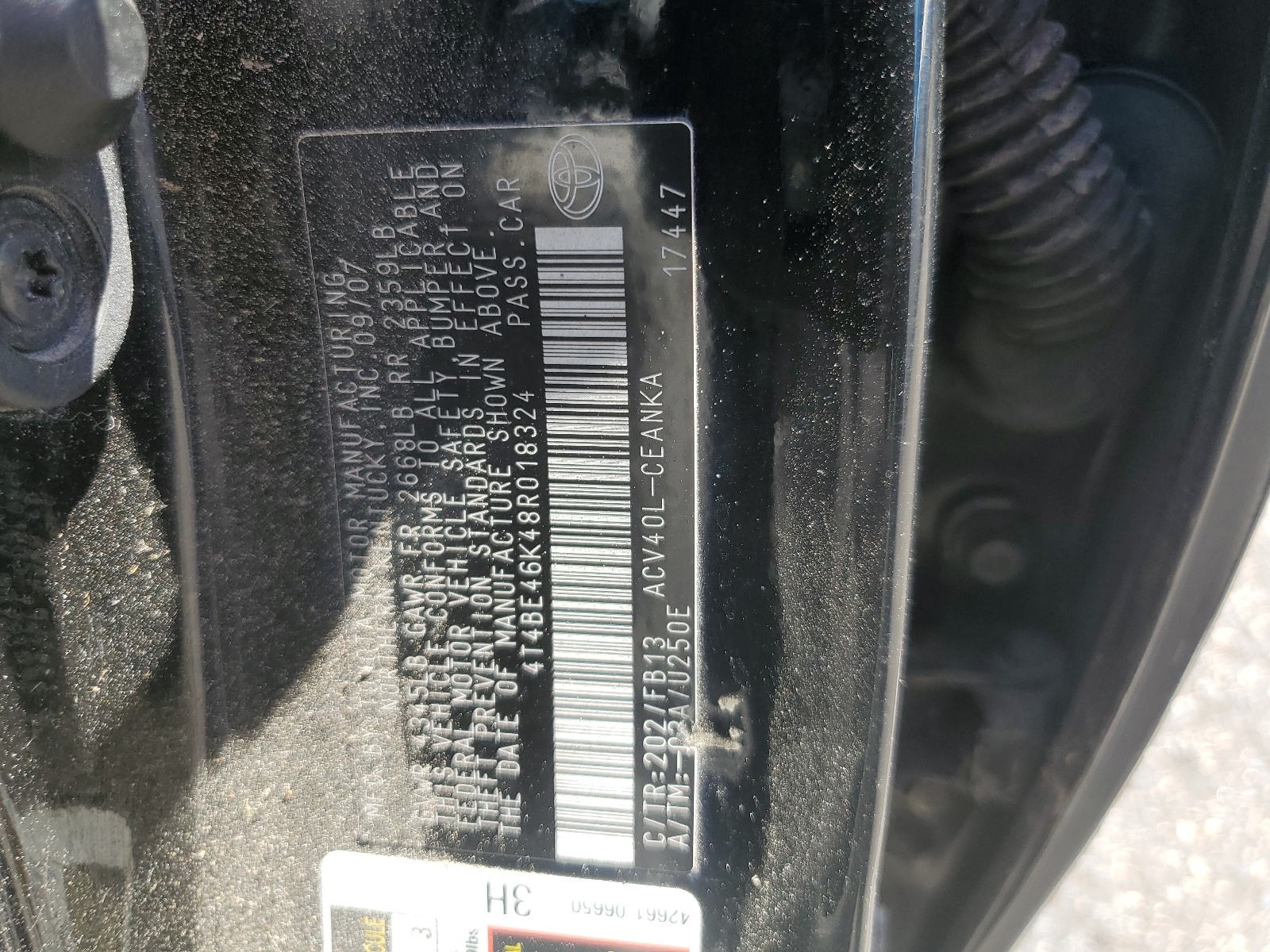 4T4BE46K48R018324 2008 Toyota Camry Ce