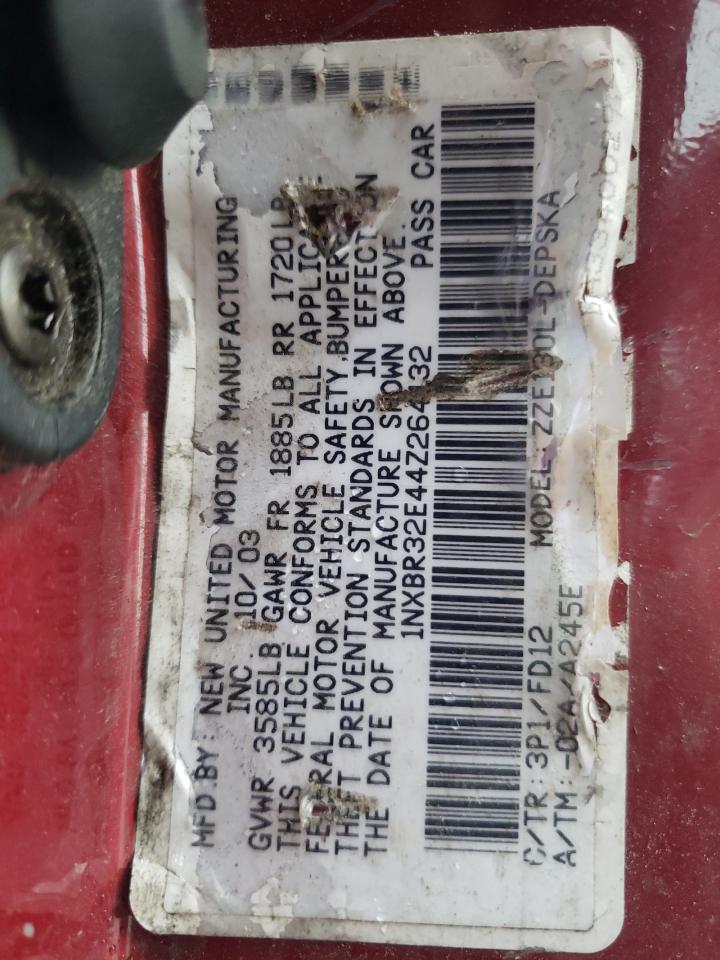 2004 Toyota Corolla Ce VIN: 1NXBR32E44Z264132 Lot: 63138434