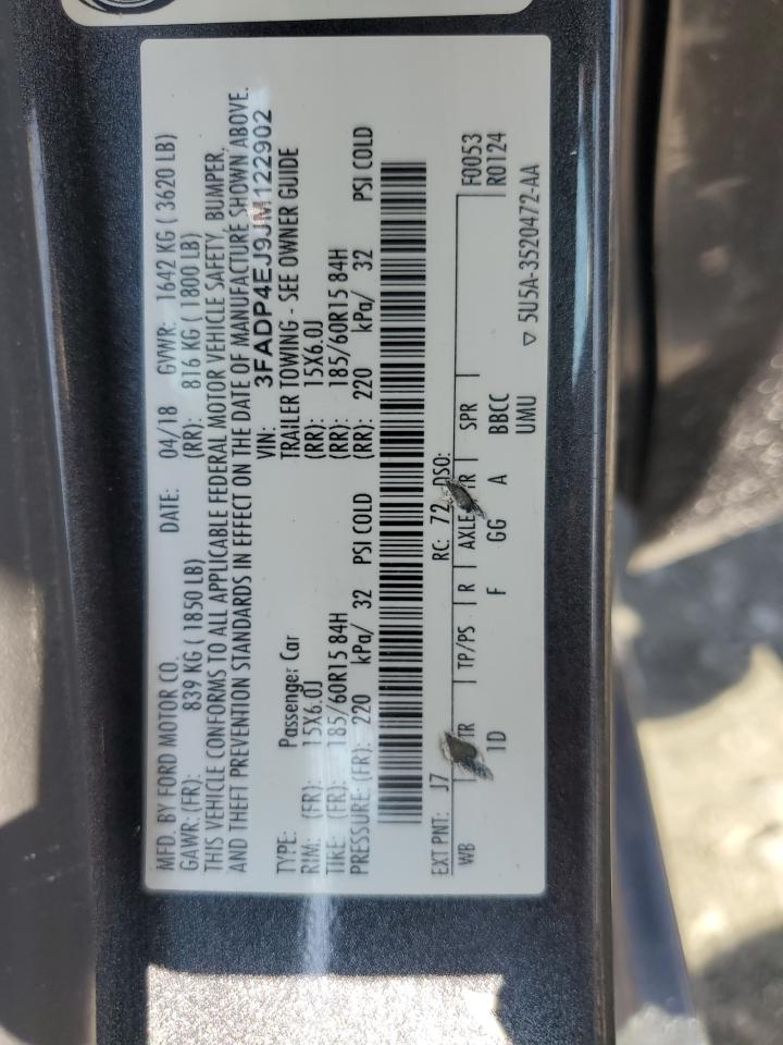 2018 Ford Fiesta Se VIN: 3FADP4EJ9JM122902 Lot: 67065864