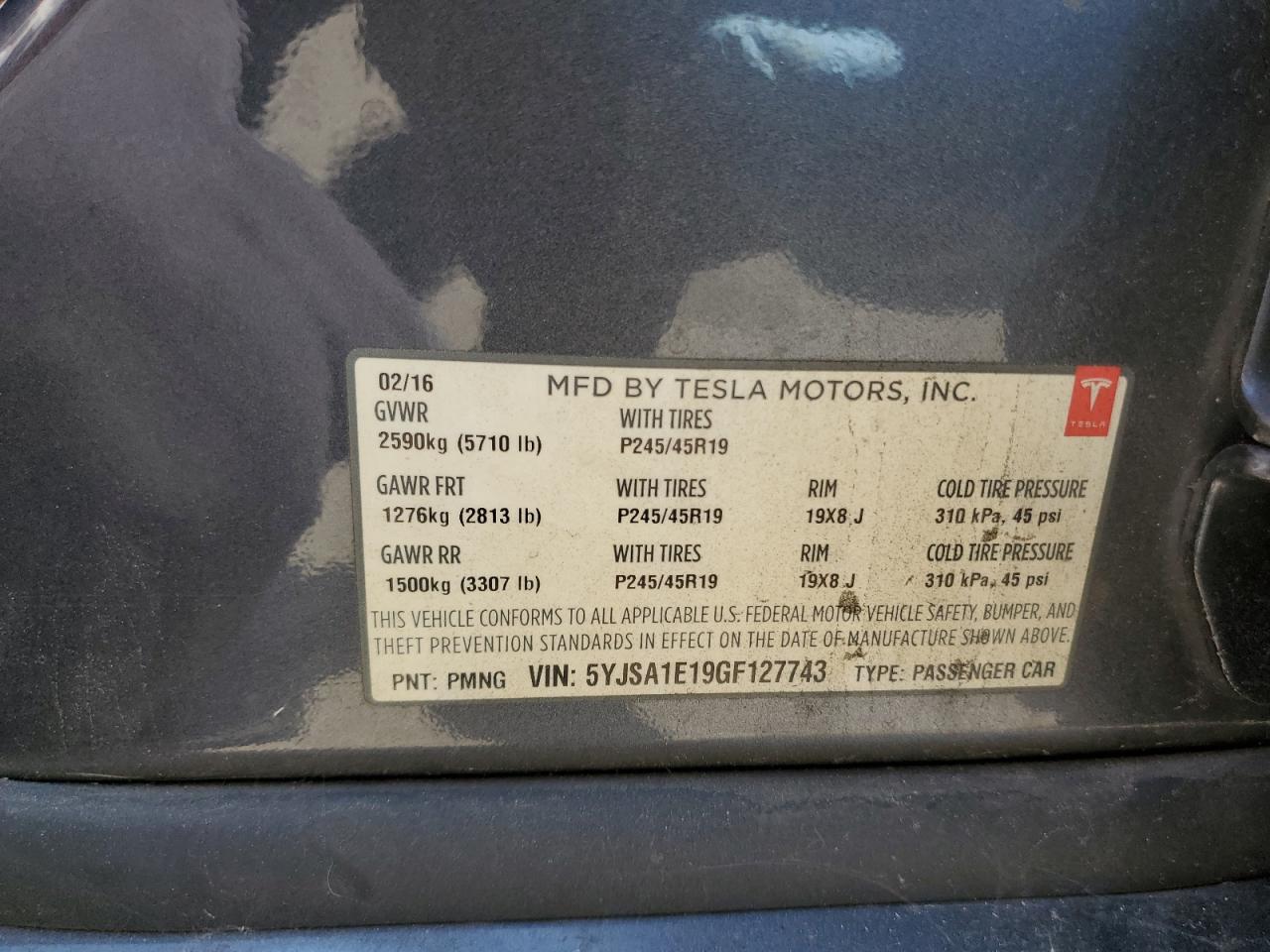 5YJSA1E19GF127743 2016 Tesla Model S