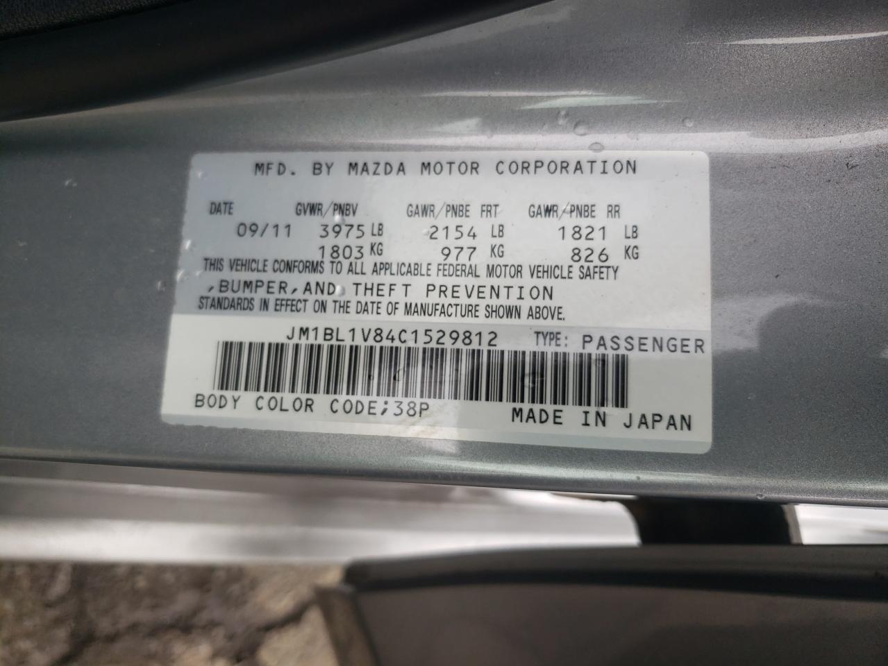 2012 Mazda 3 I VIN: JM1BL1V84C1529812 Lot: 65891774