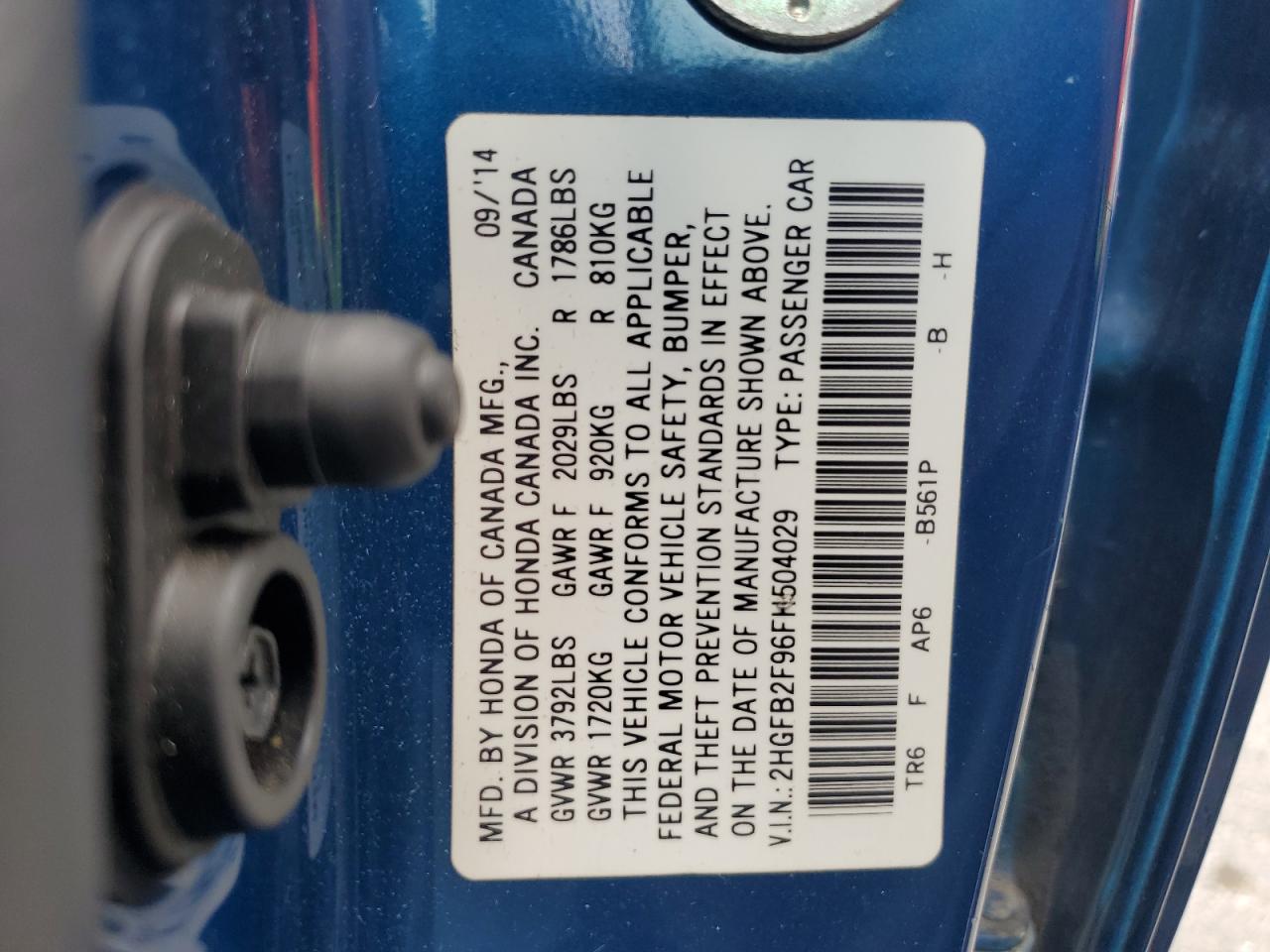 2HGFB2F96FH504029 2015 Honda Civic Exl