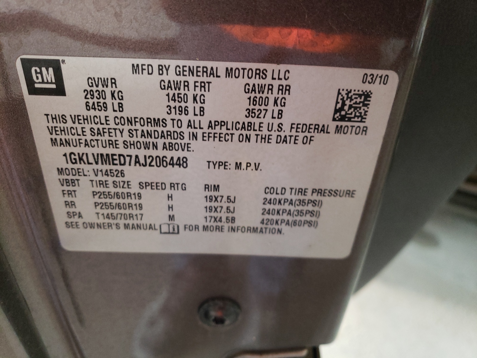 1GKLVMED7AJ206448 2010 GMC Acadia Slt-1