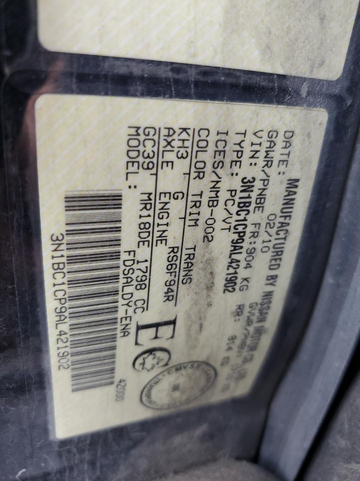 2010 Nissan Versa S VIN: 3N1BC1CP9AL421902 Lot: 66016004