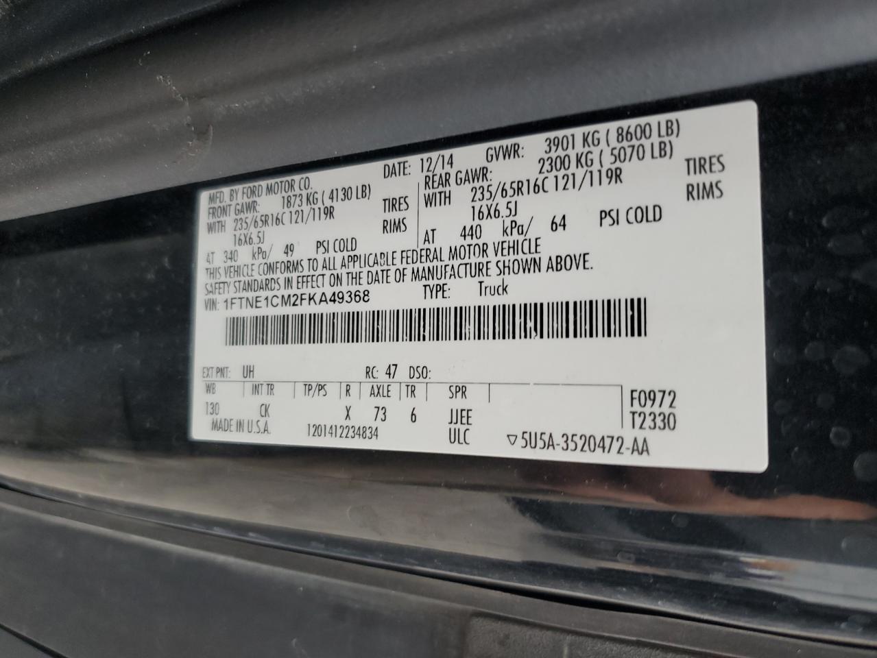 1FTNE1CM2FKA49368 2015 Ford Transit T-150