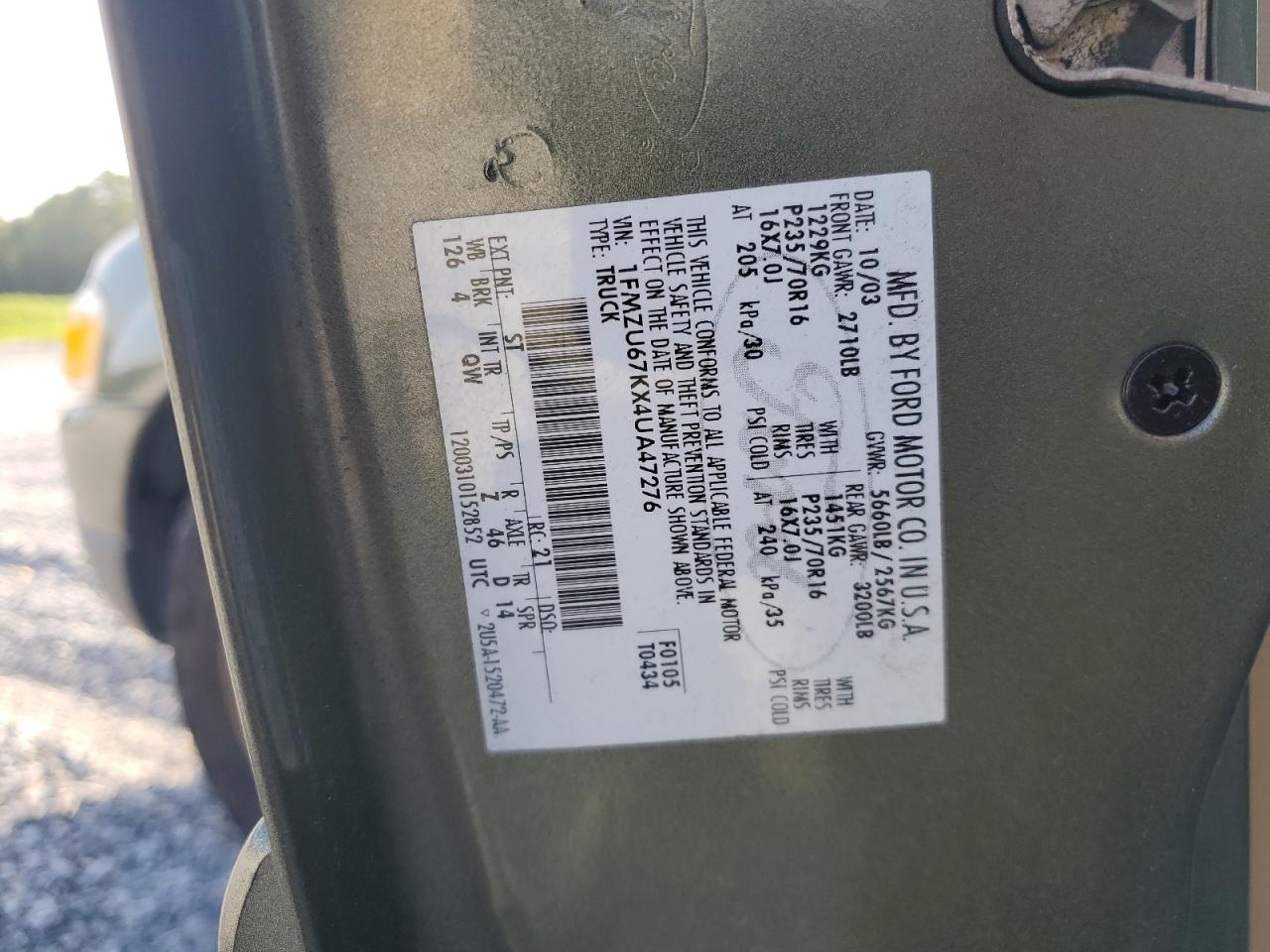 2004 Ford Explorer Sport Trac VIN: 1FMZU67KX4UA47276 Lot: 65149764