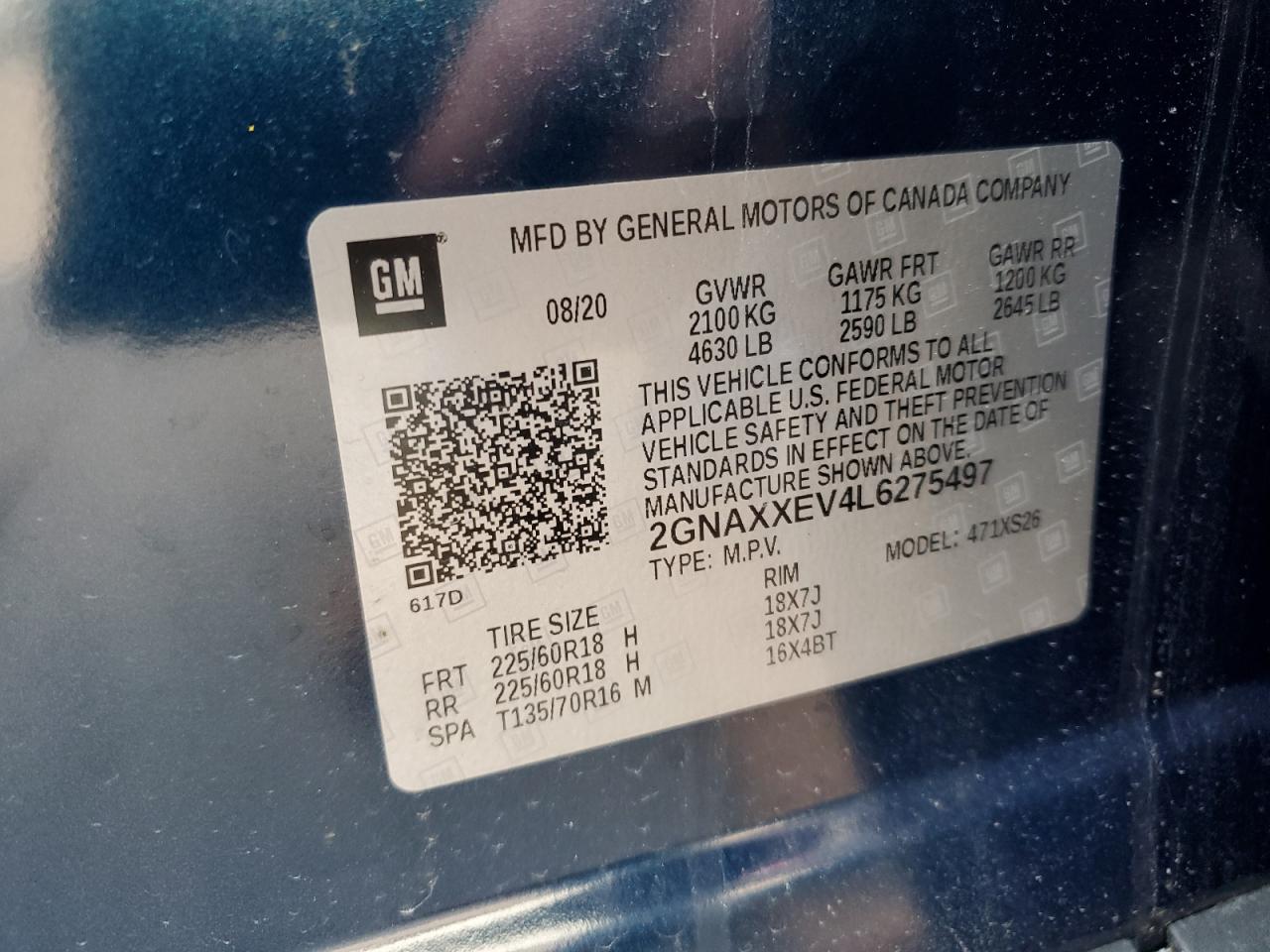 2GNAXXEV4L6275497 Chevrolet Equinox PR 13