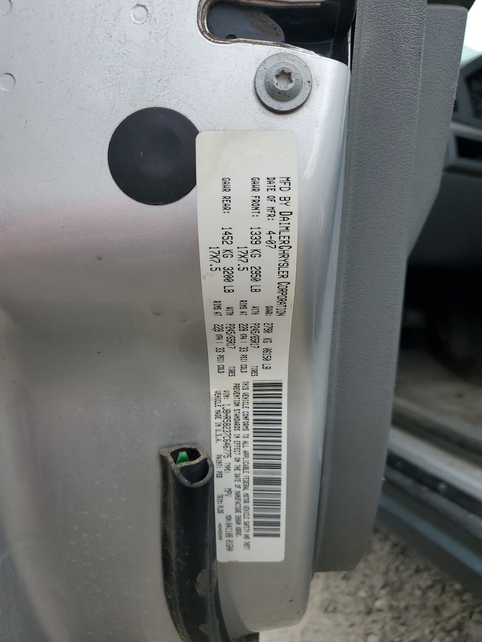 1J8HR58237C646775 2007 Jeep Grand Cherokee Limited