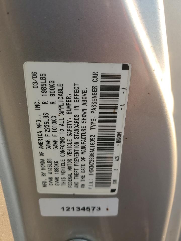 2006 Honda Accord Ex VIN: 1HGCM72696A016052 Lot: 68133304