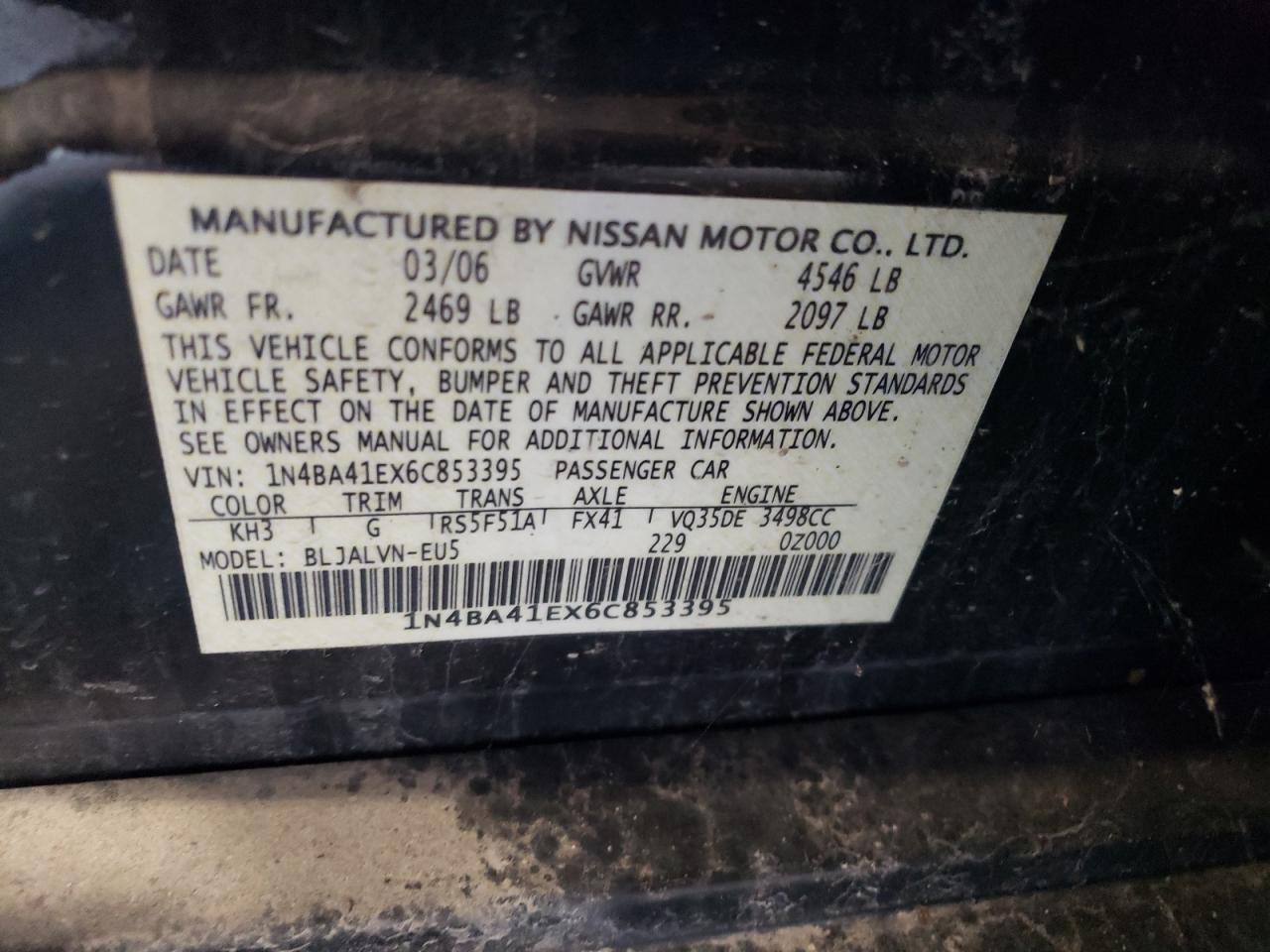 1N4BA41EX6C853395 2006 Nissan Maxima Se