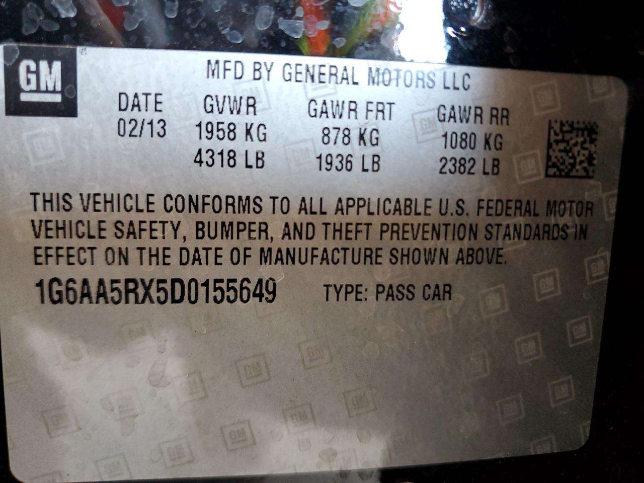 2013 Cadillac Ats VIN: 1G6AA5RX5D0155649 Lot: 67952524