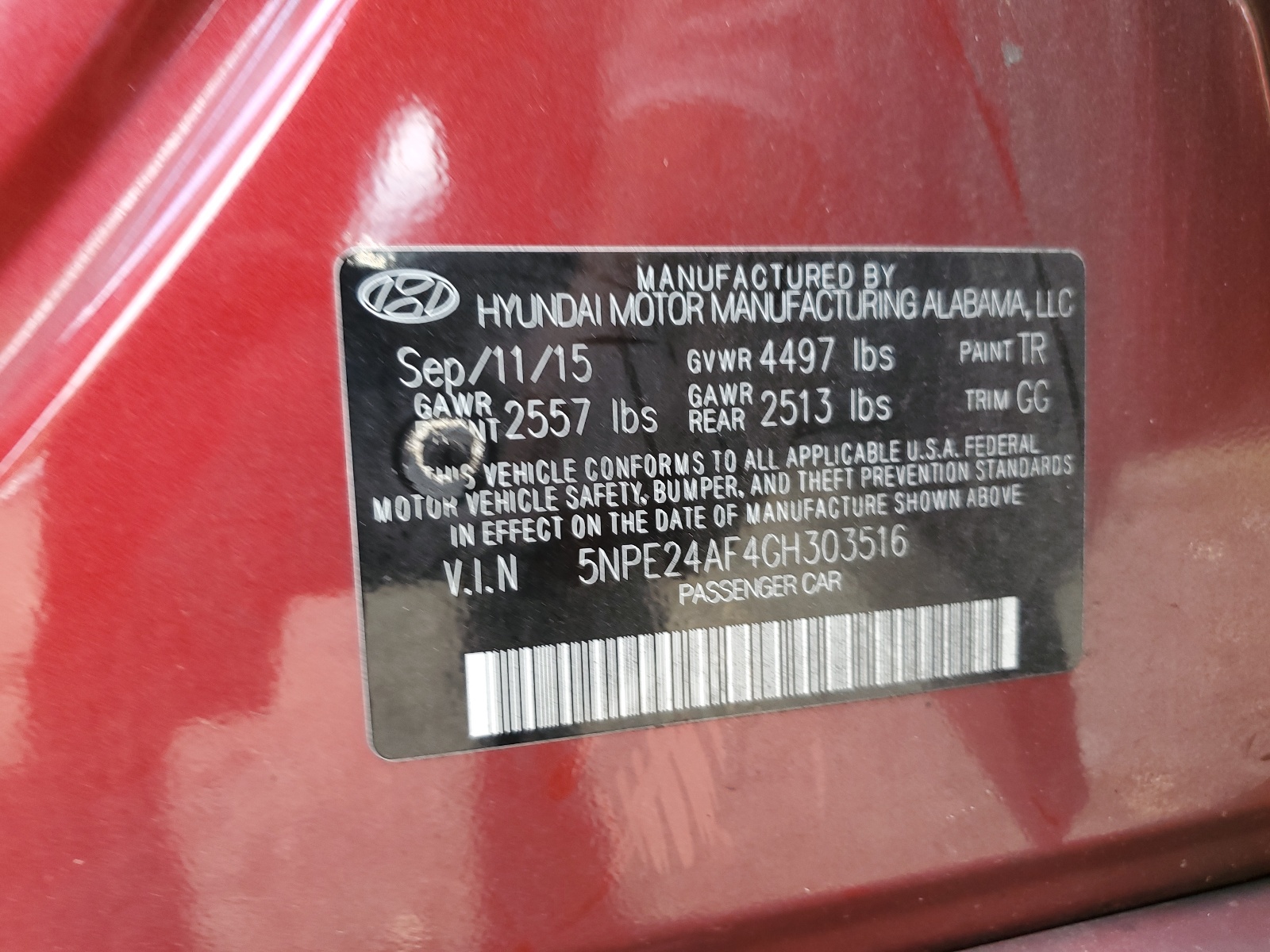 5NPE24AF4GH303516 2016 Hyundai Sonata Se