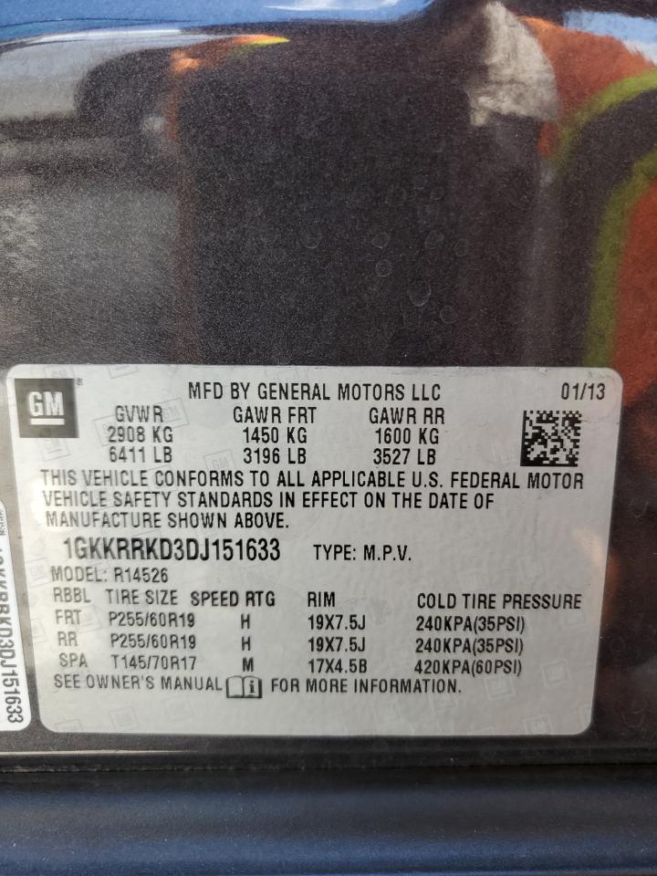 2013 GMC Acadia Slt-1 VIN: 1GKKRRKD3DJ151633 Lot: 67604064