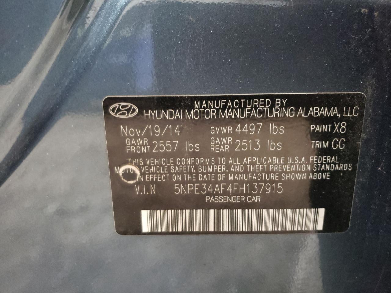 2015 Hyundai Sonata Sport VIN: 5NPE34AF4FH137915 Lot: 67425374