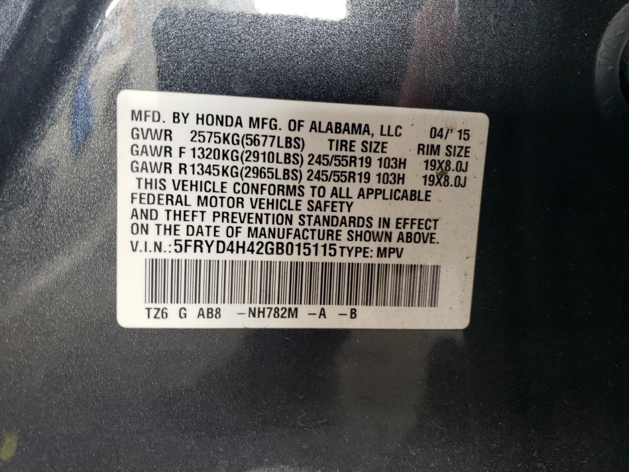 5FRYD4H42GB015115 2016 Acura Mdx Technology