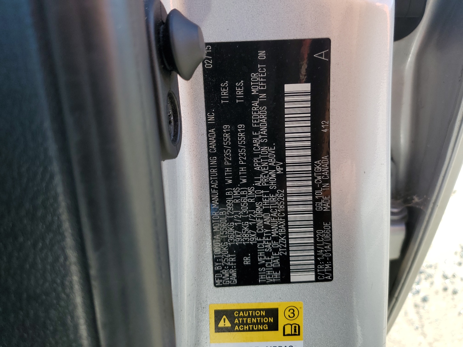 2T2ZK1BAXFC185262 2015 Lexus Rx 350