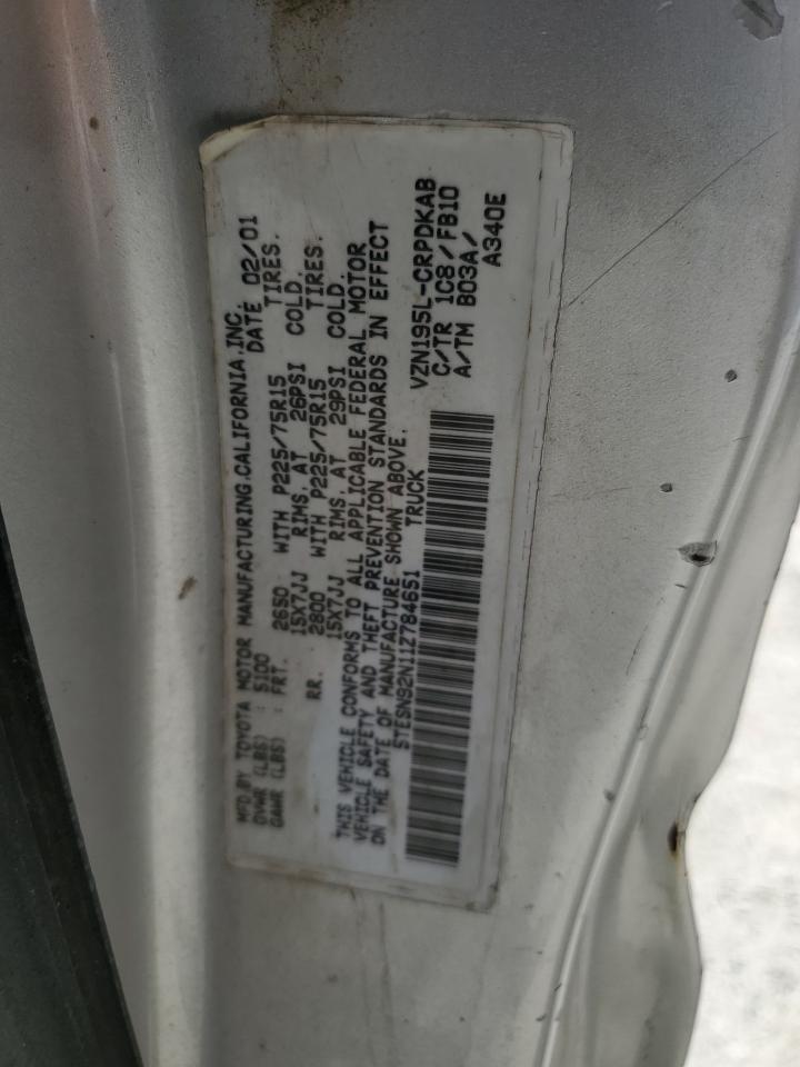 2001 Toyota Tacoma Xtracab Prerunner VIN: 5TESN92N11Z784651 Lot: 67707314