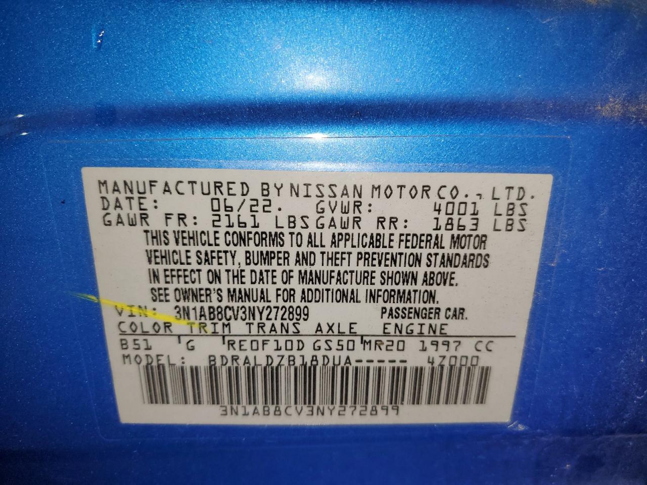 2022 Nissan Sentra Sv VIN: 3N1AB8CV3NY272899 Lot: 65997544