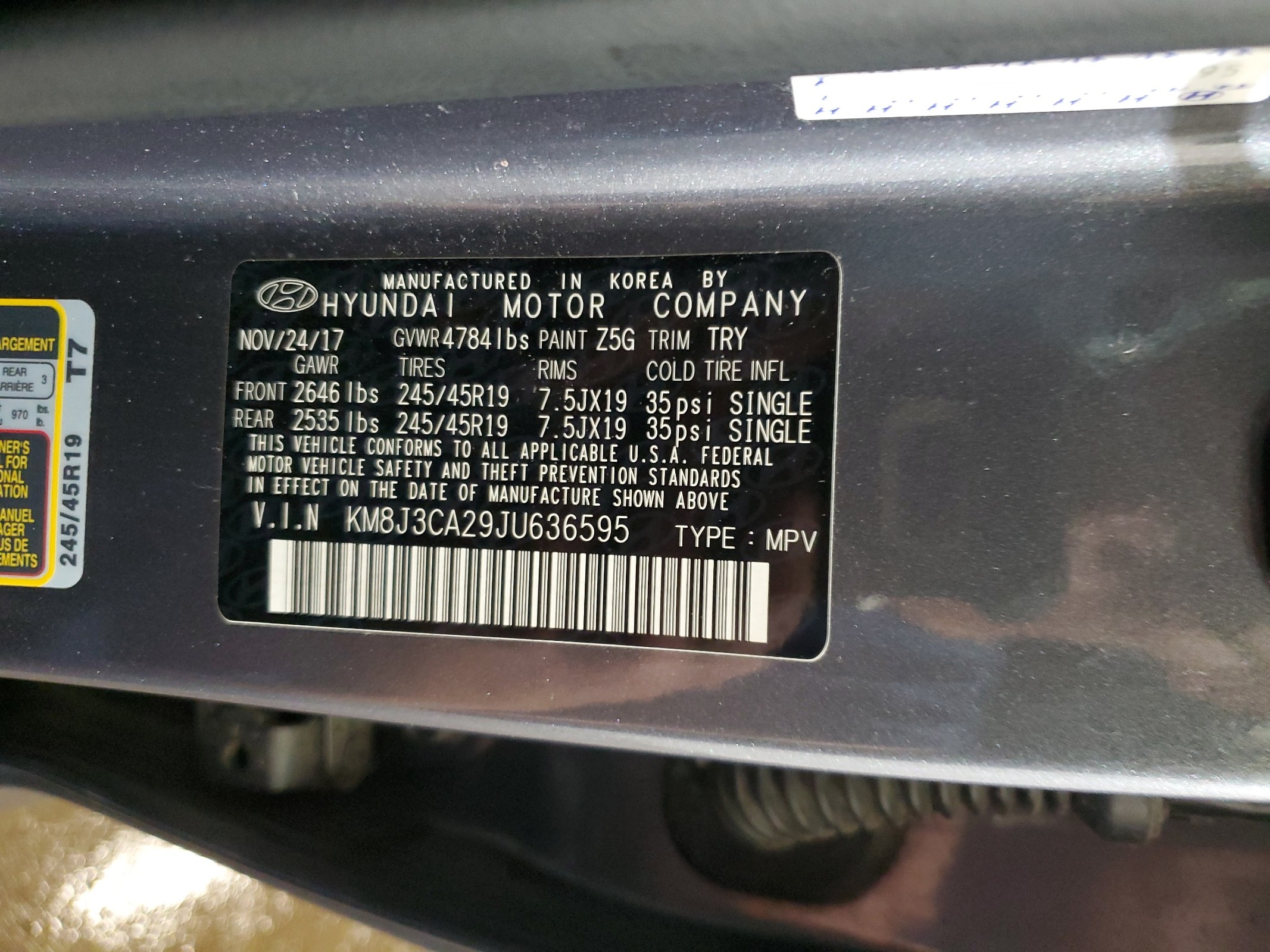 KM8J3CA29JU636595 2018 Hyundai Tucson Value