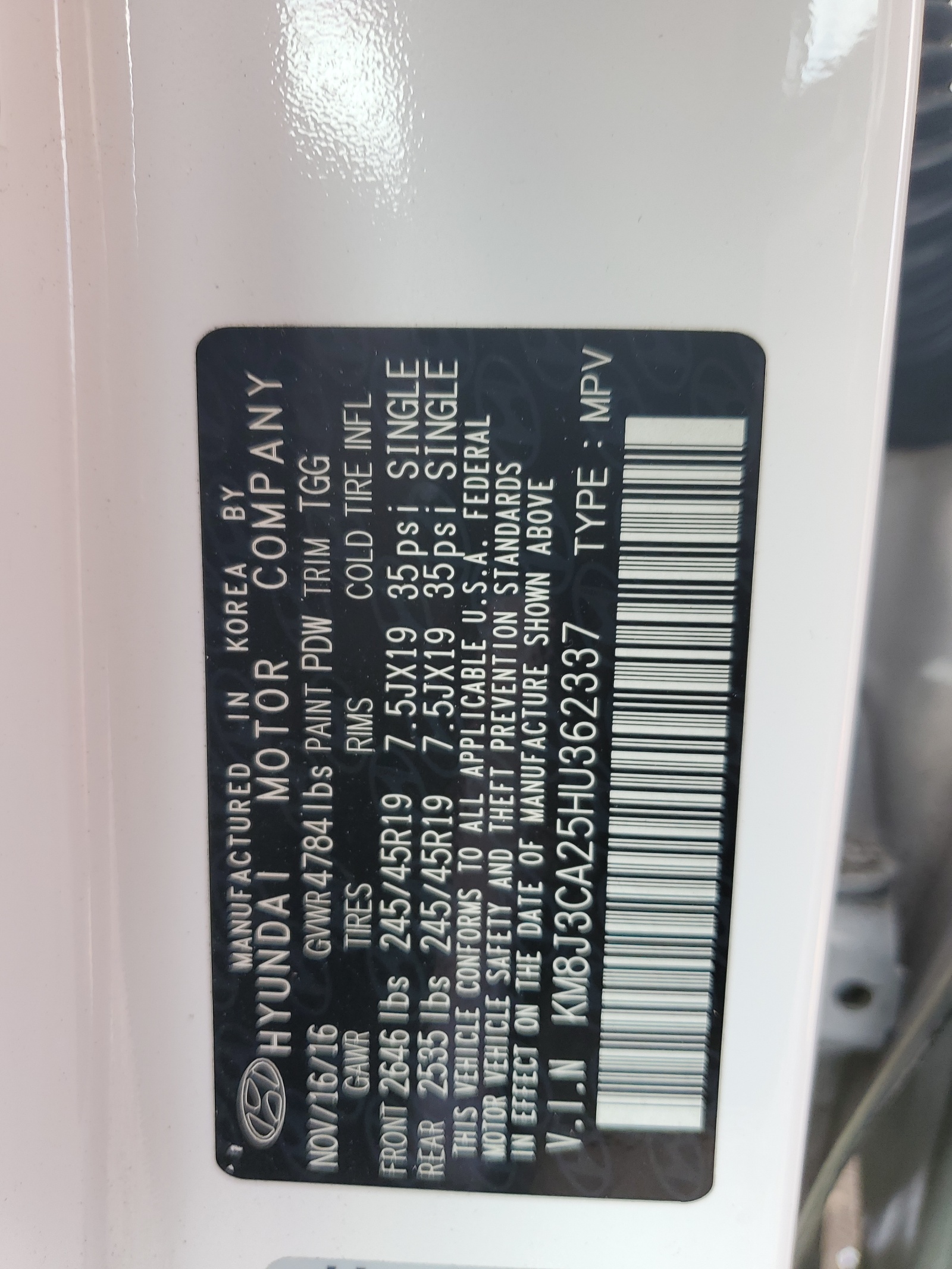 KM8J3CA25HU362337 2017 Hyundai Tucson Limited