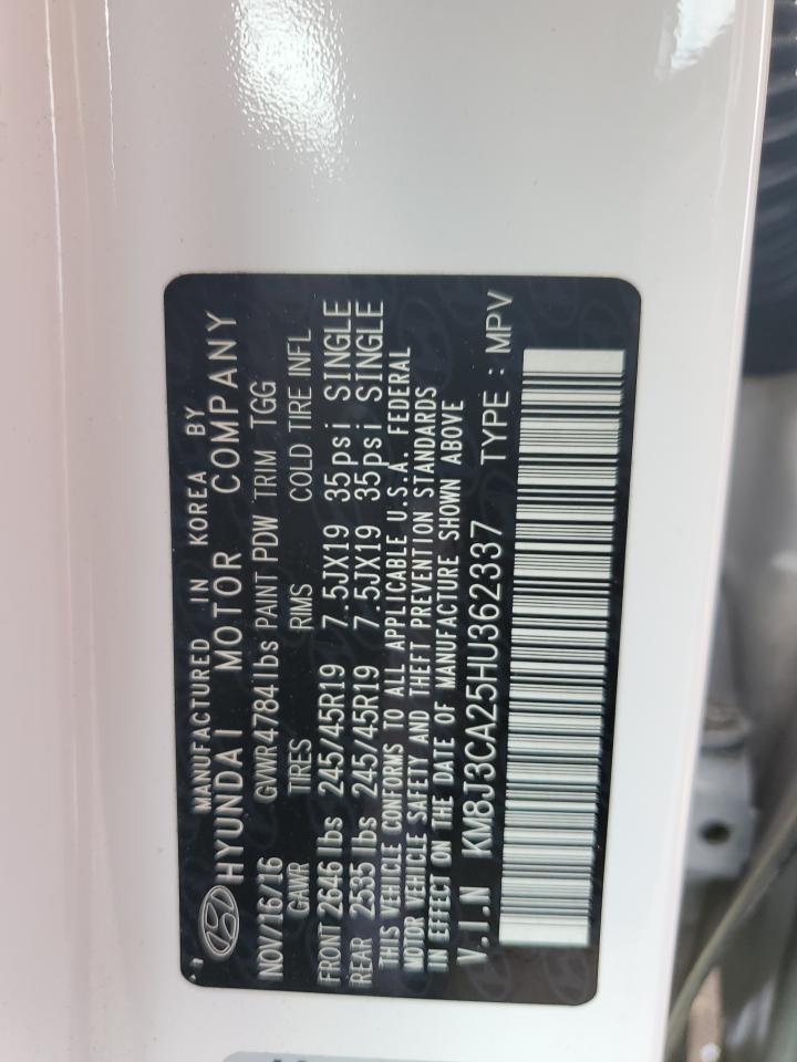 2017 Hyundai Tucson Limited VIN: KM8J3CA25HU362337 Lot: 65572454