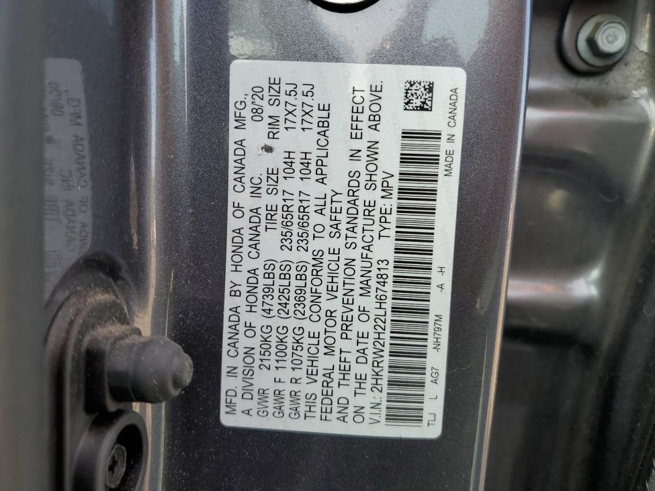 2HKRW2H22LH674813 2020 Honda Cr-V Lx