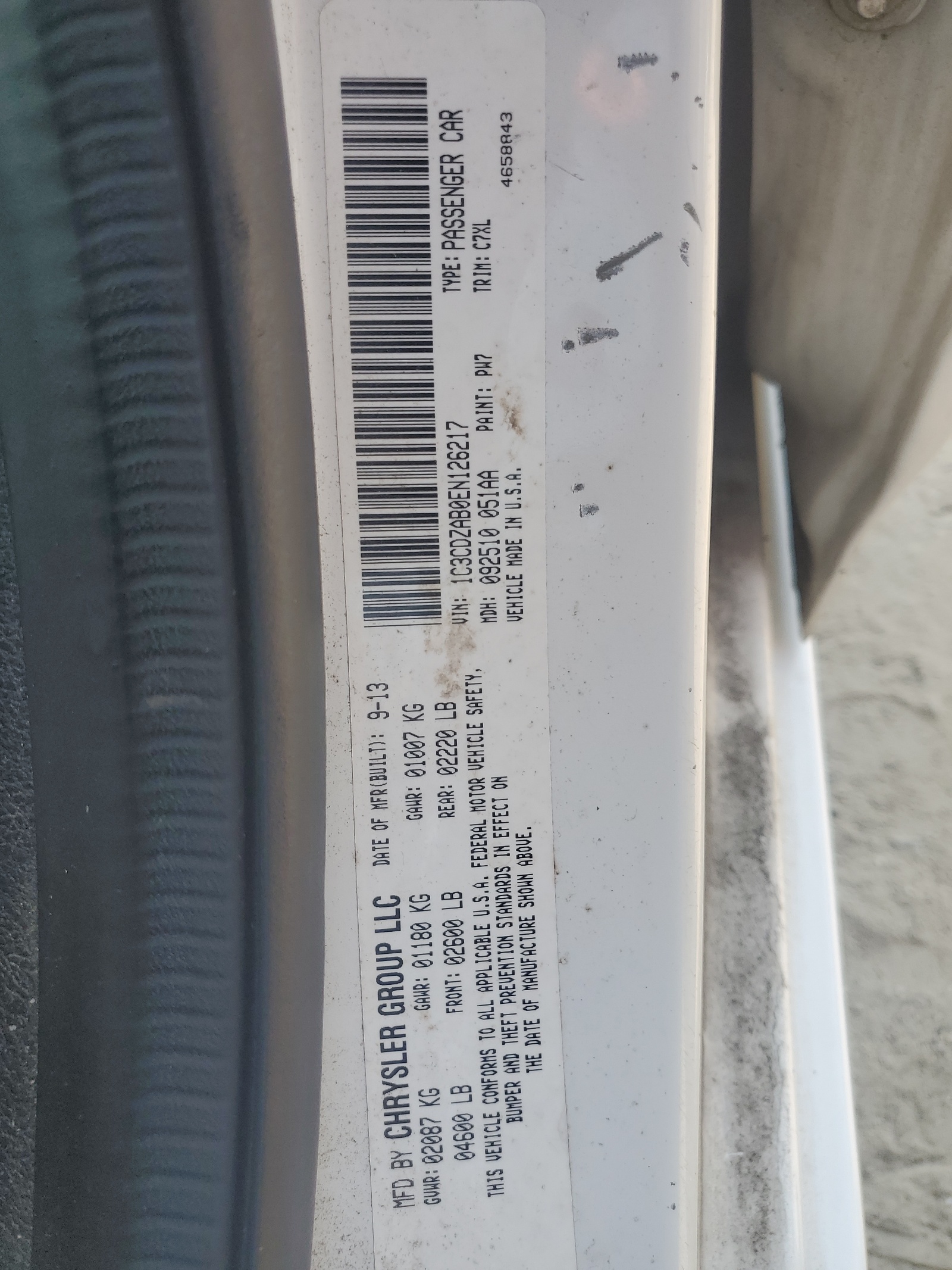 1C3CDZAB0EN126217 2014 Dodge Avenger Se