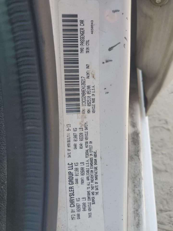 2014 Dodge Avenger Se VIN: 1C3CDZAB0EN126217 Lot: 65225364