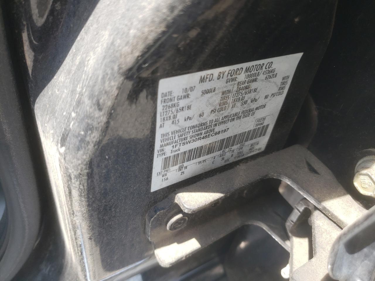 2008 Ford F350 Srw Super Duty VIN: 1FTSW30R48ED68197 Lot: 65972484