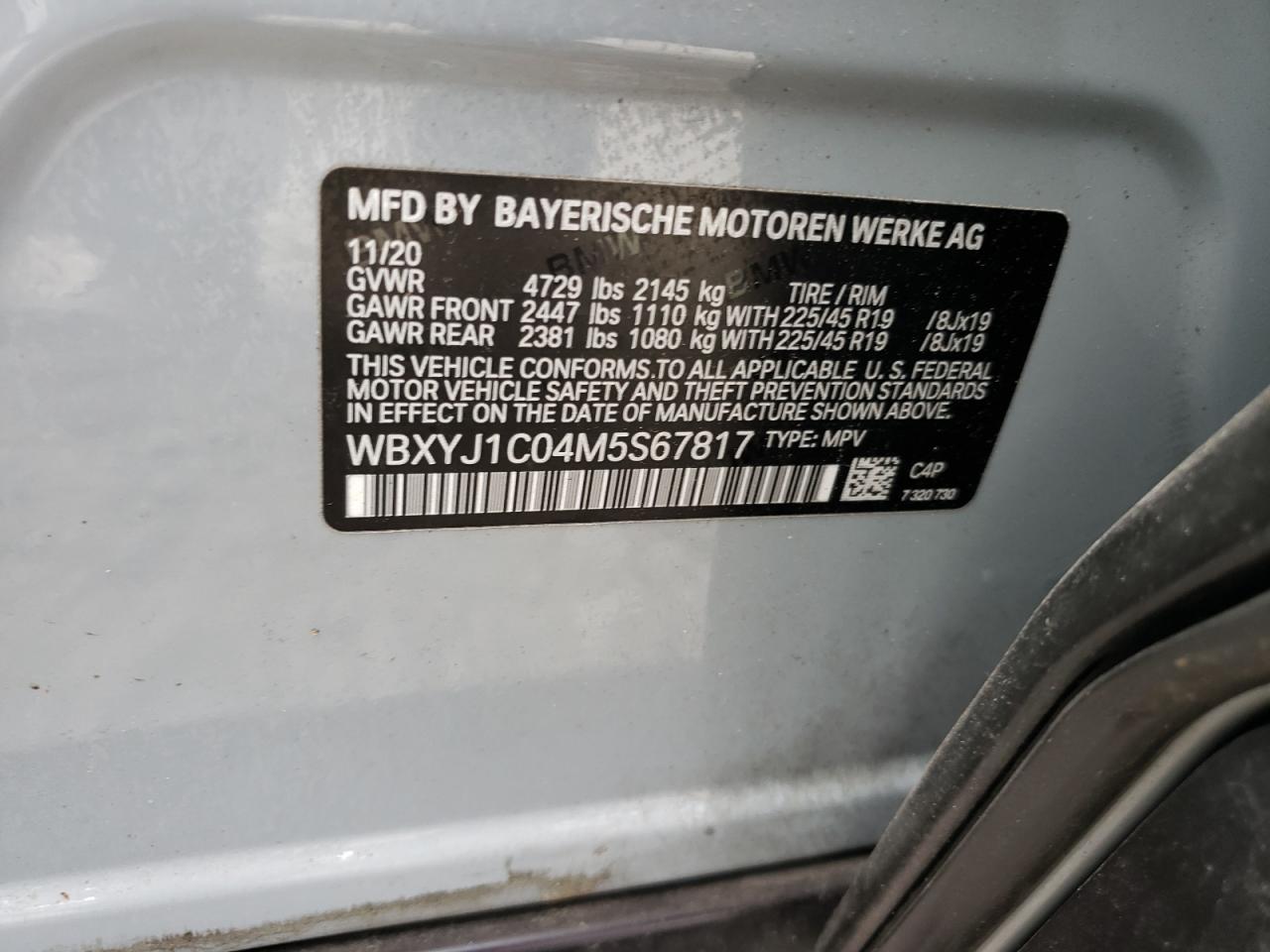 WBXYJ1C04M5S67817 2021 BMW X2 xDrive28I