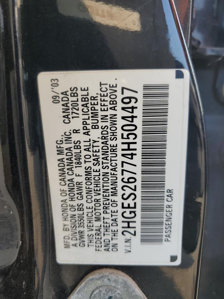 2004 Honda Civic Ex VIN: 2HGES26774H504497 Lot: 67096574