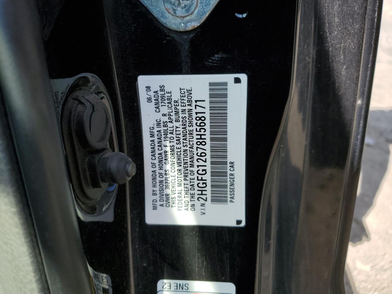 2008 Honda Civic Lx VIN: 2HGFG12678H568171 Lot: 67235834