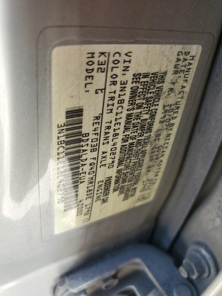 2008 Nissan Versa S VIN: 3N1BC11E18L402790 Lot: 67328884