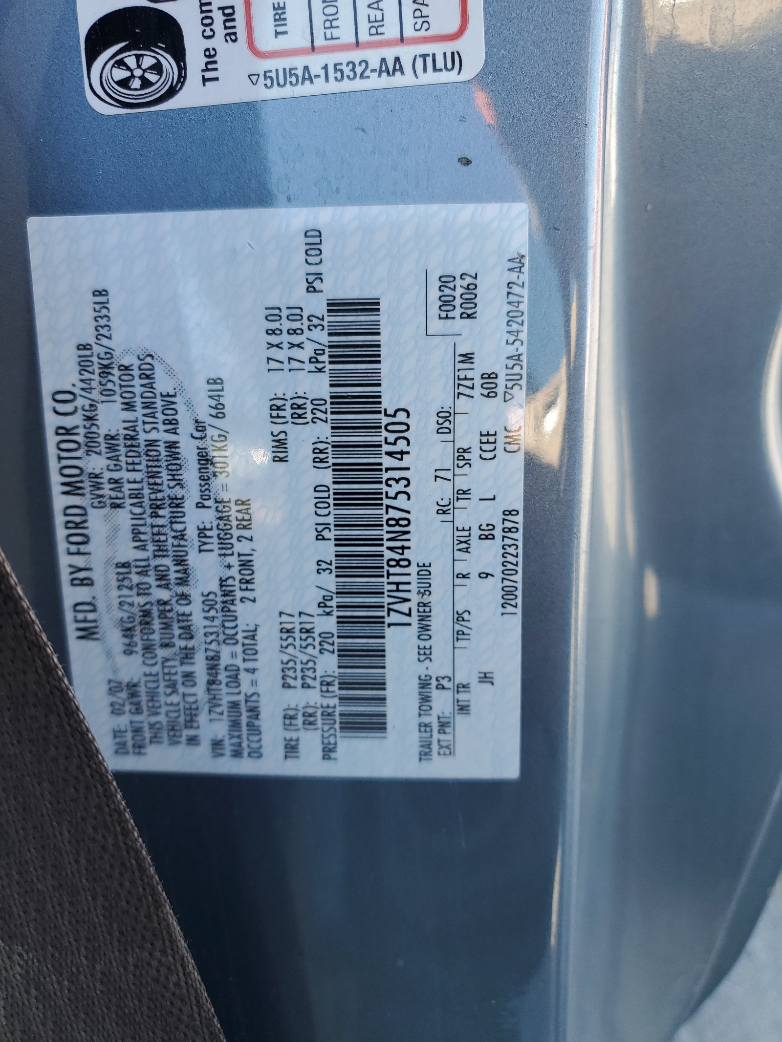 1ZVHT84N875314505 2007 Ford Mustang