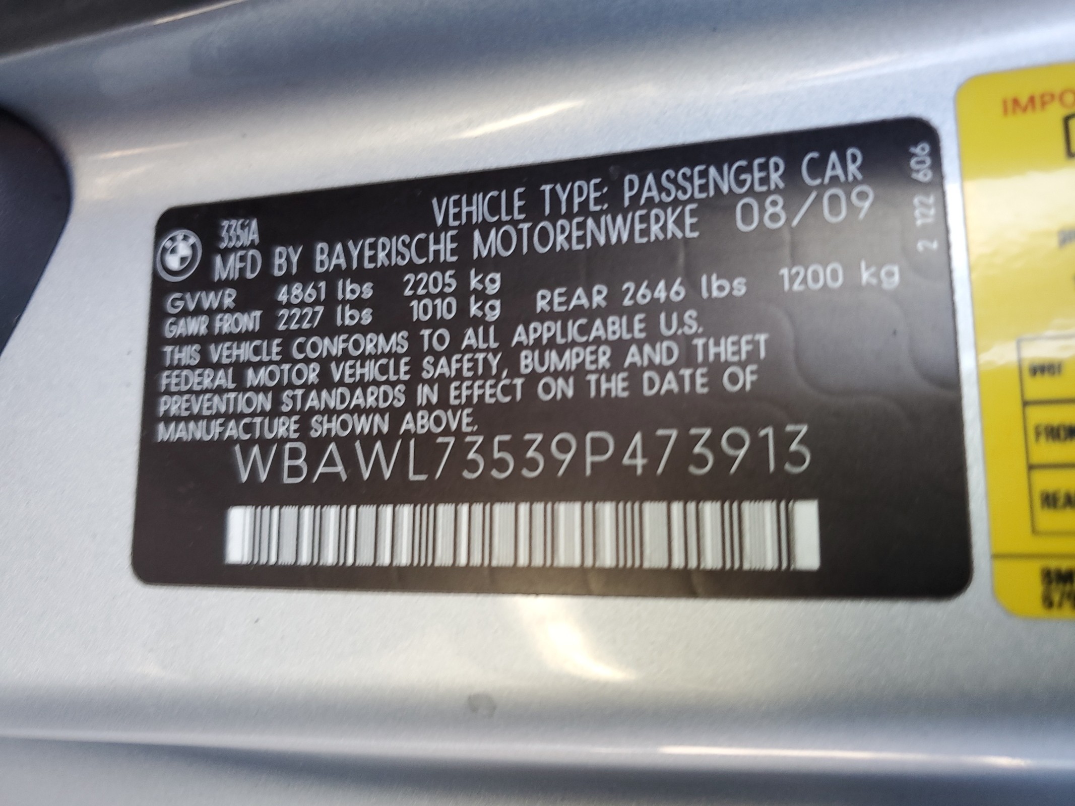 WBAWL73539P473913 2009 BMW 335 I