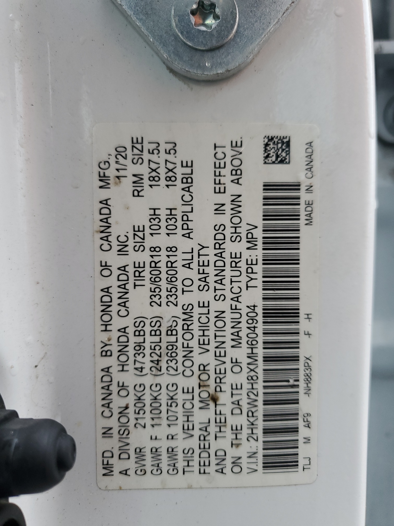 2HKRW2H8XMH604904 2021 Honda Cr-V Exl