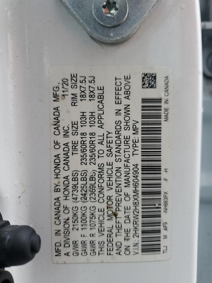 2021 Honda Cr-V Exl VIN: 2HKRW2H8XMH604904 Lot: 66387814