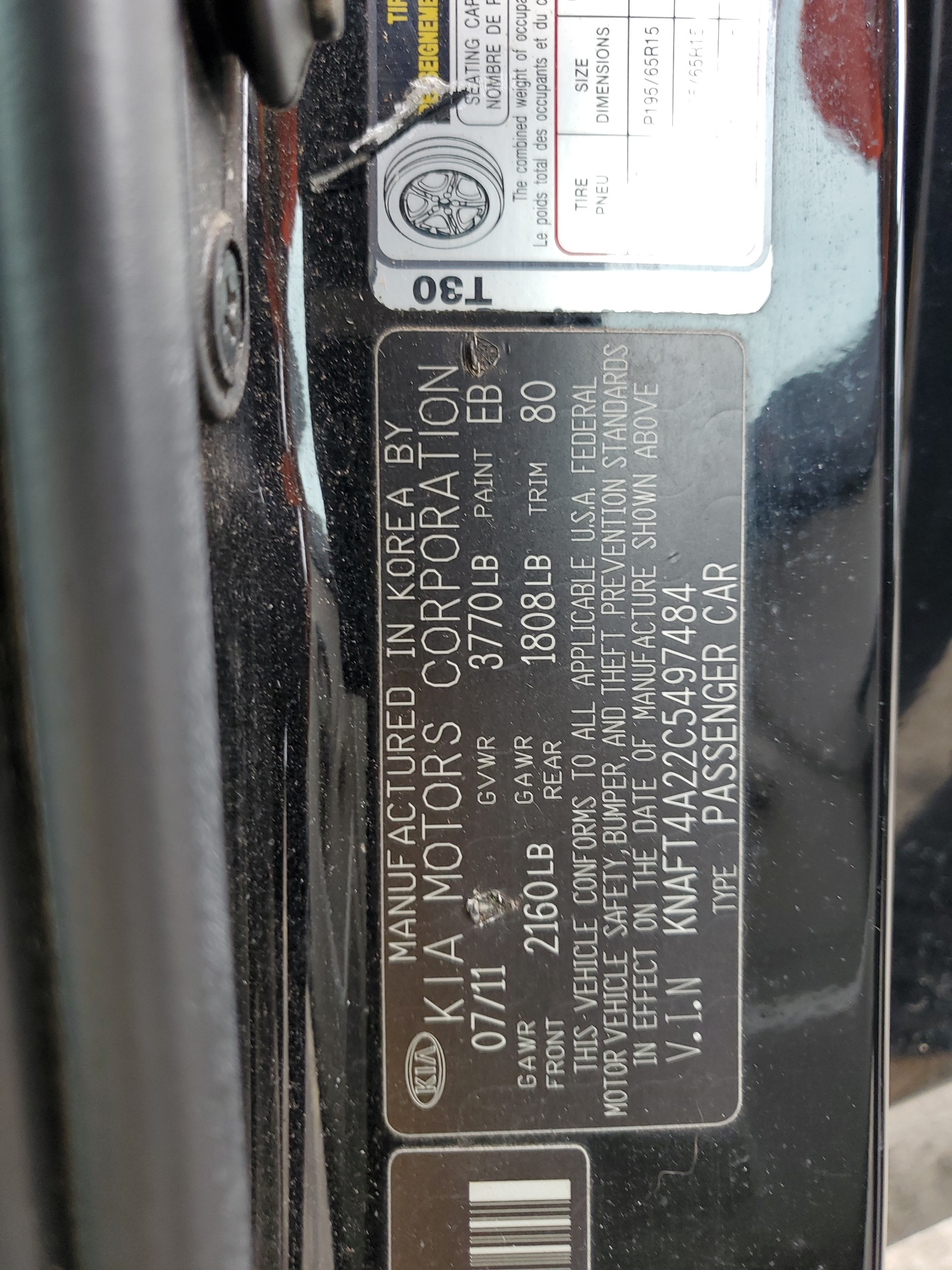 KNAFT4A22C5497484 2012 Kia Forte Lx